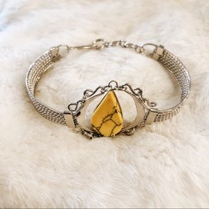 Yellow Dyed Hematite Bracelet